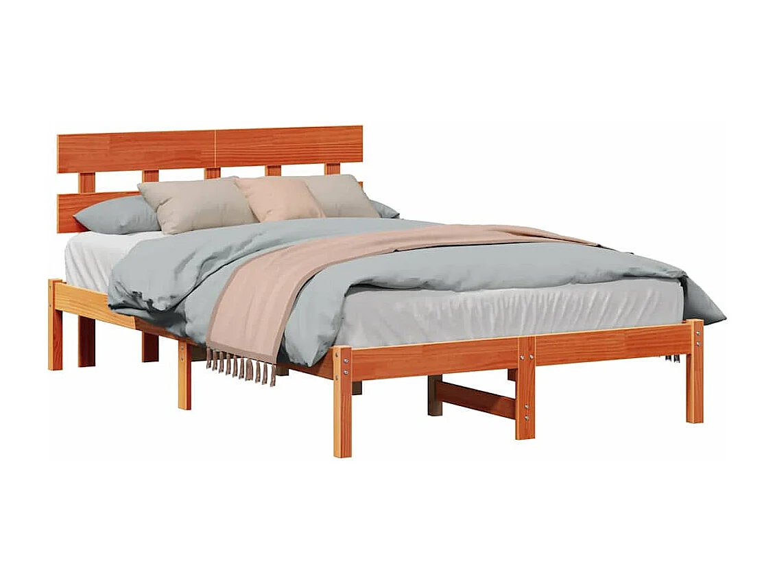 Lit double | Lit adulte | Cadre de lit Marron 140x190 cm Bois de pin massif