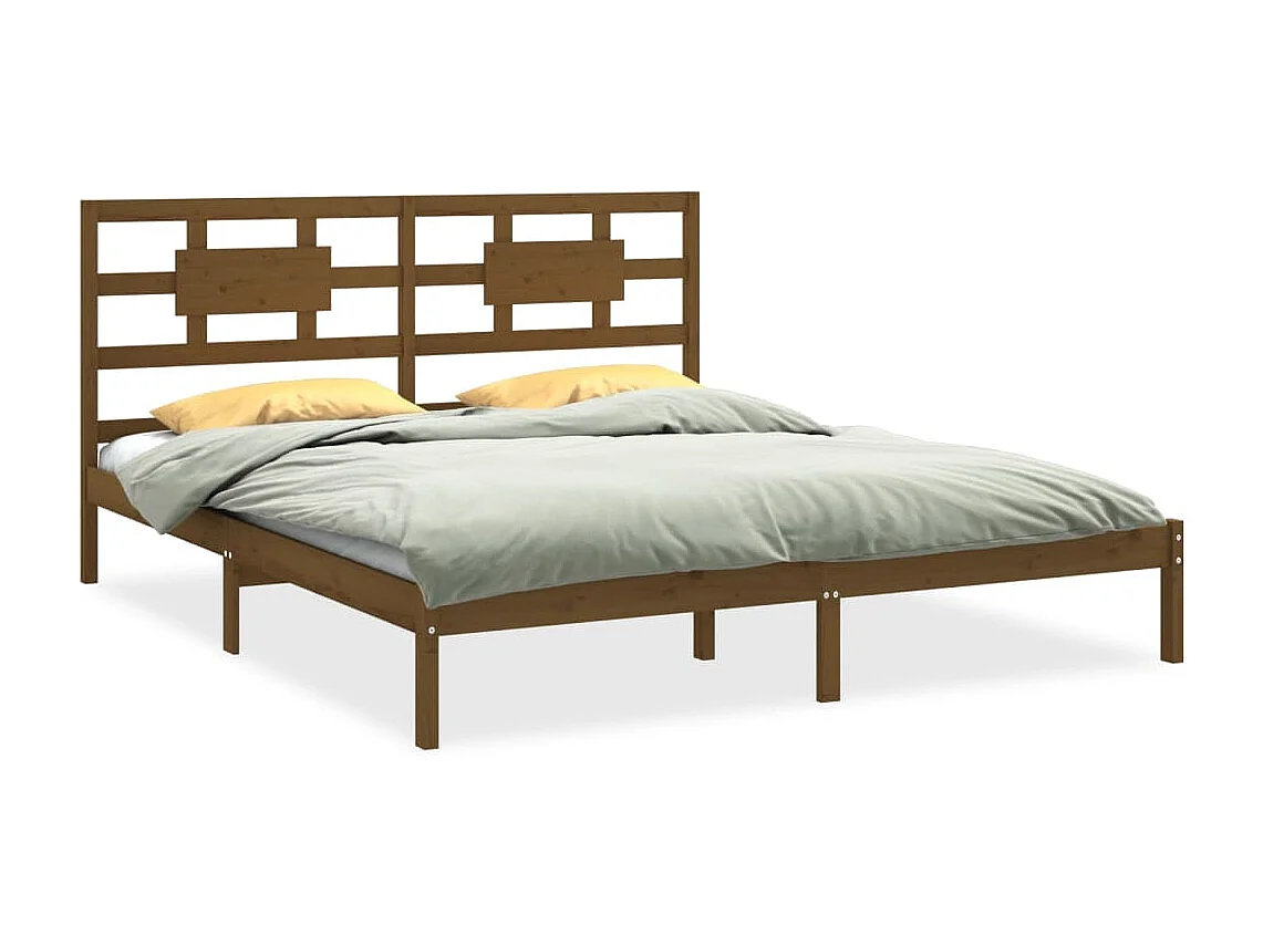 Lit double | Lit adulte | Cadre de lit marron miel 200x200 cm bois massif