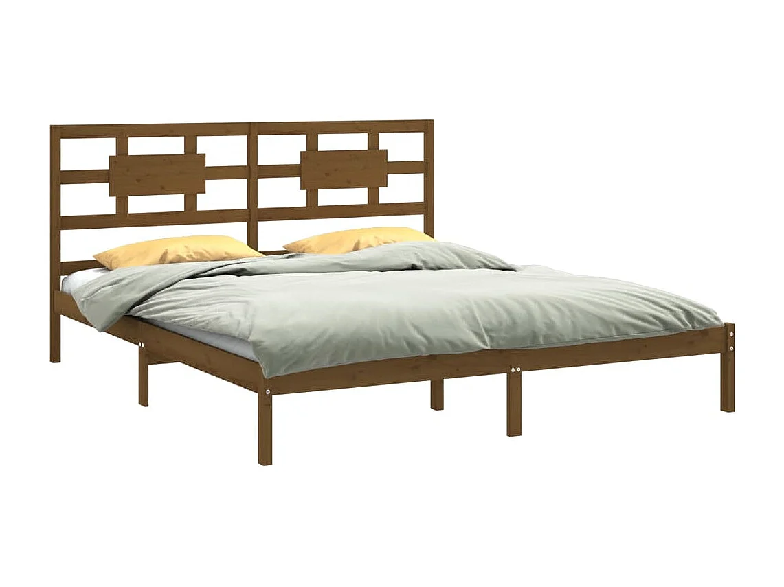 Lit double | Lit adulte | Cadre de lit marron miel 200x200 cm bois massif
