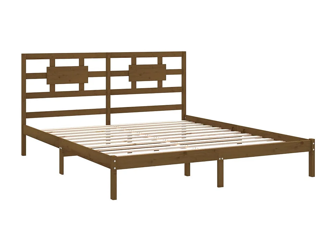 Lit double | Lit adulte | Cadre de lit marron miel 200x200 cm bois massif