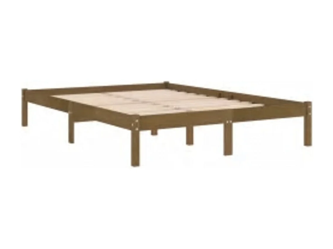 Lit double | Lit adulte | Cadre de lit marron miel 200x200 cm bois massif