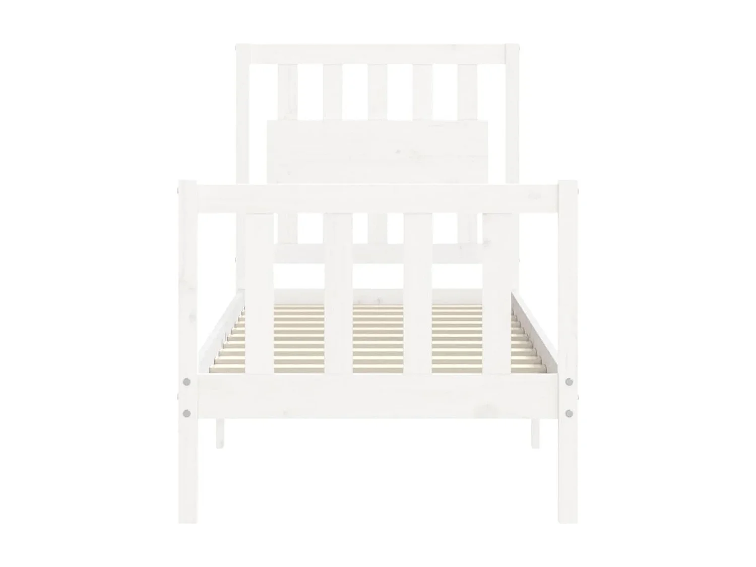 Lit simple | Lit adulte, enfant | Cadre de lit blanc bois de pin massif 75x190 cm