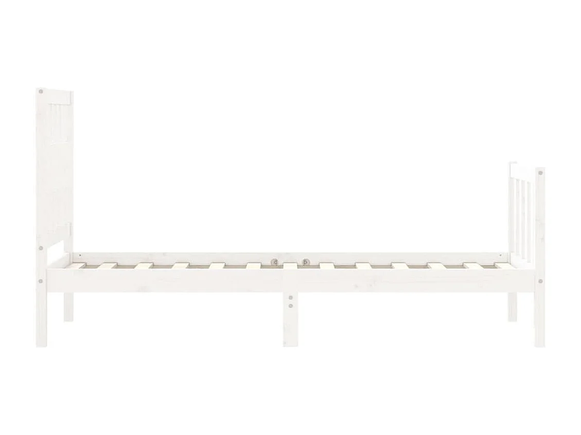 Lit simple | Lit adulte, enfant | Cadre de lit blanc bois de pin massif 75x190 cm