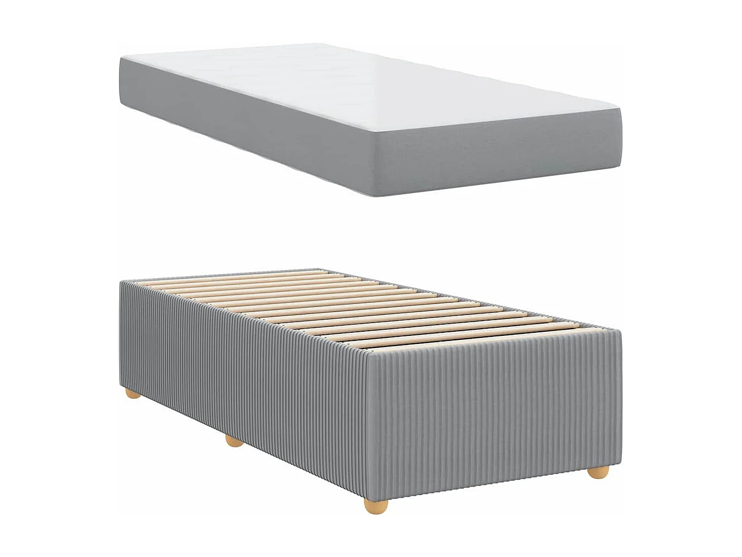 Lit simple | Lit adulte, enfant | Cadre de lit avec matelas Gris clair 80x200 cm tissu