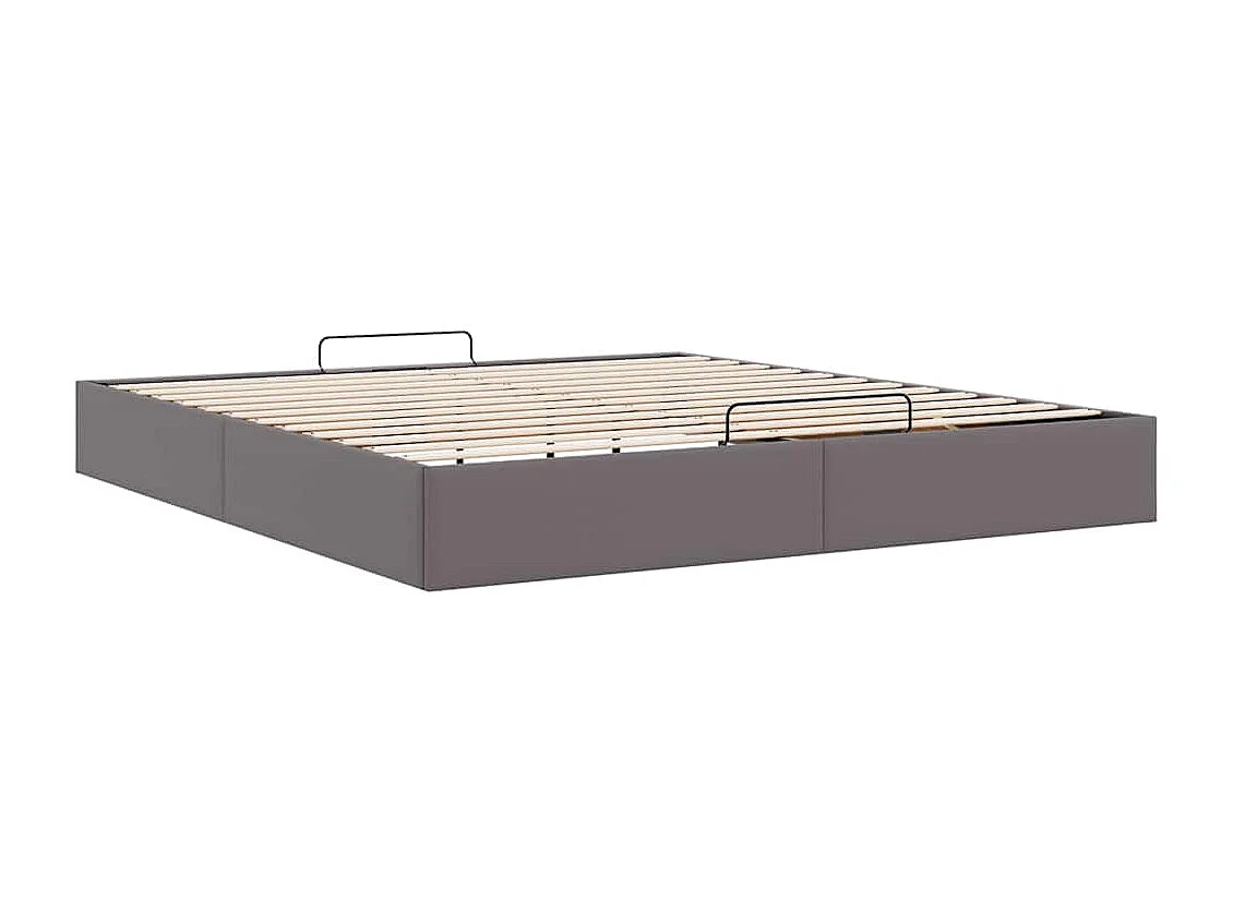 Lit double | Lit adulte | Cadre de lit ottoman gris 180x200 cm similicuir