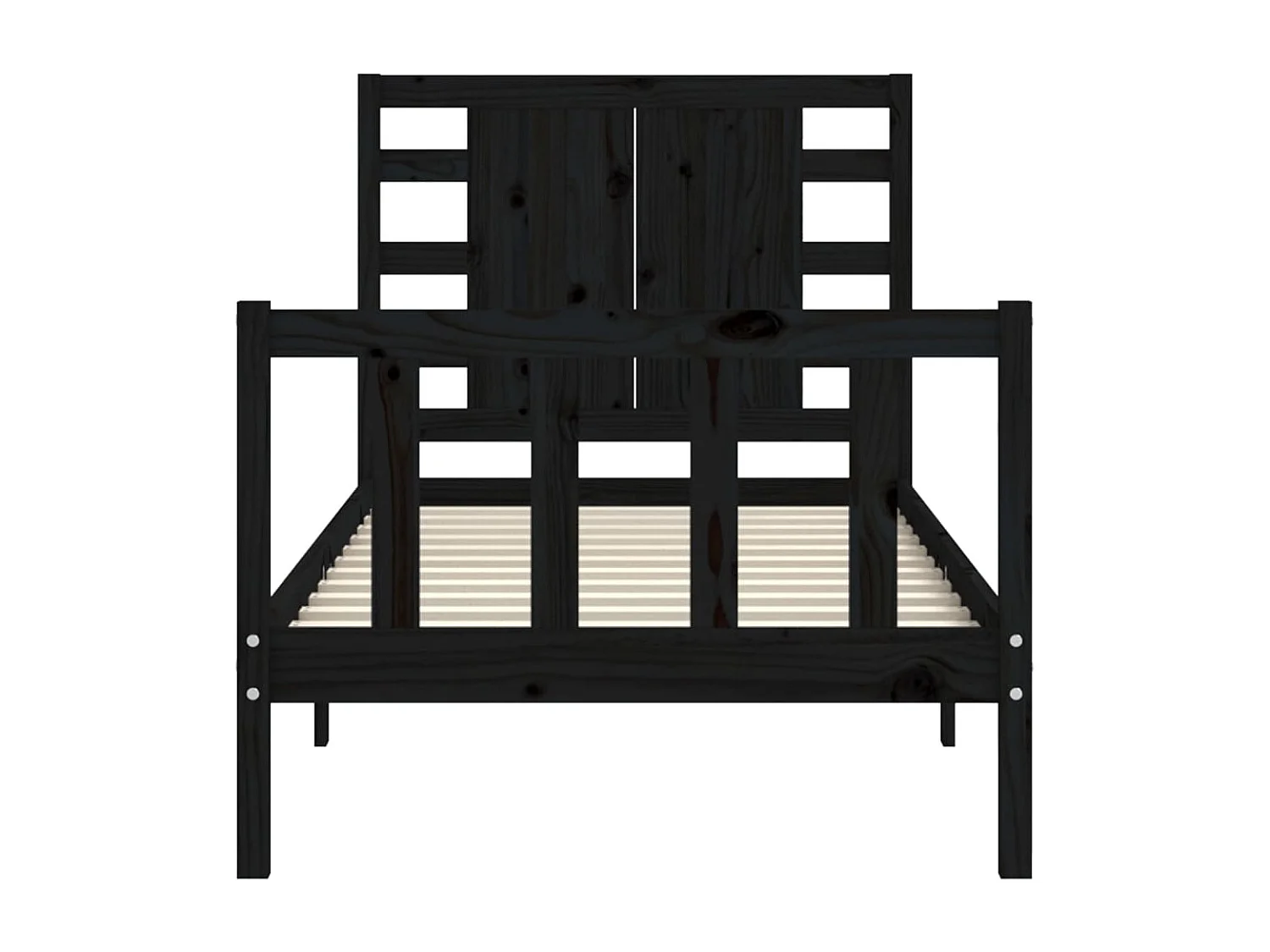 Lit simple | Lit adulte, enfant | Cadre de lit noir bois de pin massif 75x190 cm