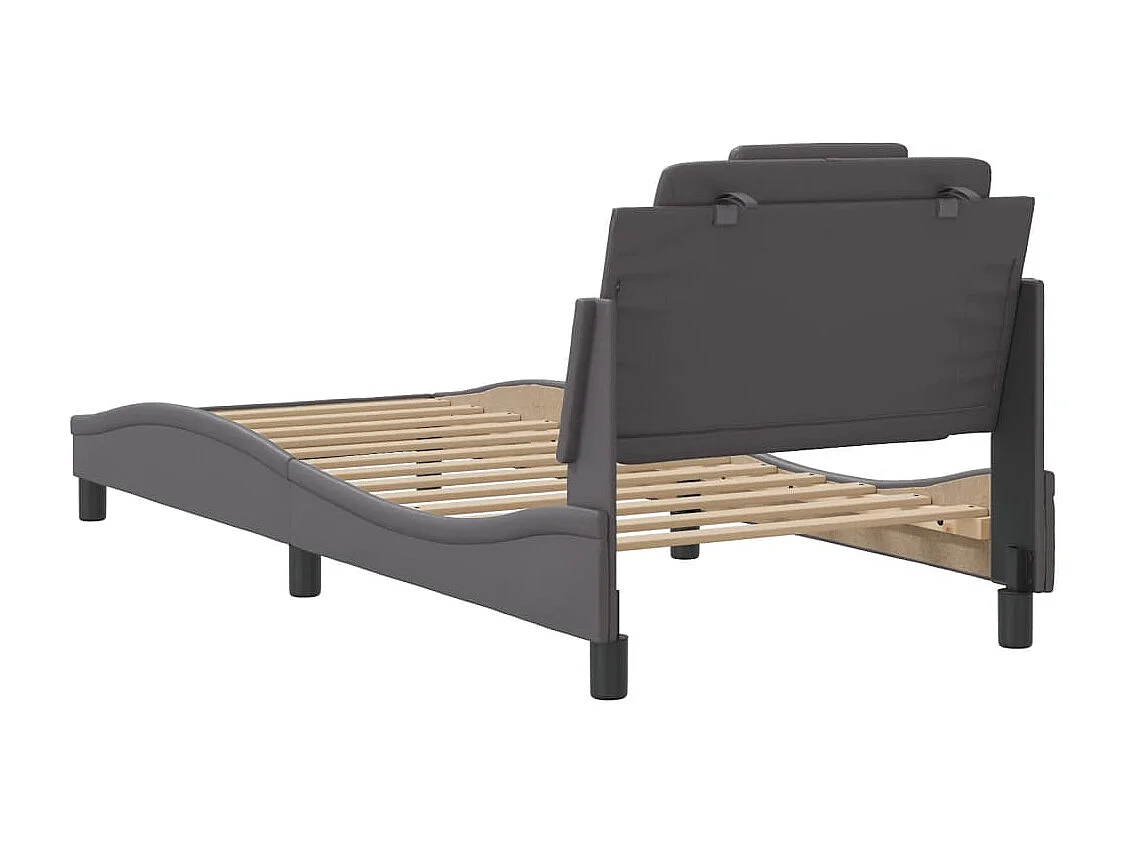 Lit simple | Lit adulte, enfant | Cadre de lit gris 80x200 cm similicuir