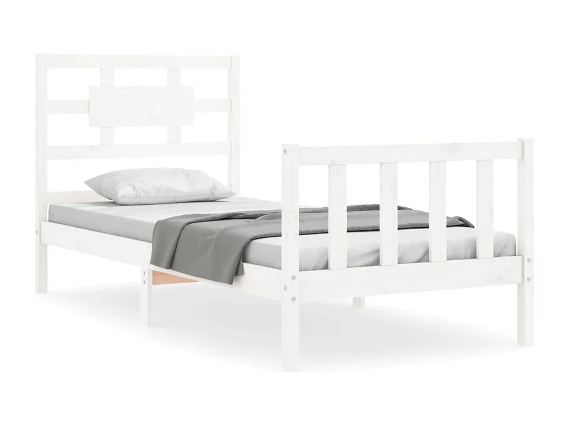 Lit simple | Lit adulte, enfant | Cadre de lit blanc 90x200 cm bois de pin massif