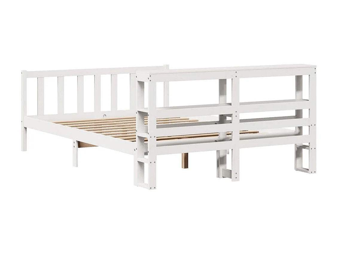 Lit simple | Lit adulte, enfant | Cadre de lit blanc 120x190 cm bois de pin massif