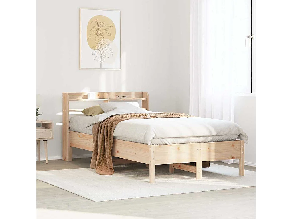 Letto per adulti | Letto singolo | Giroletto senza Materasso 100x200 cm in Legno Massello di Pino