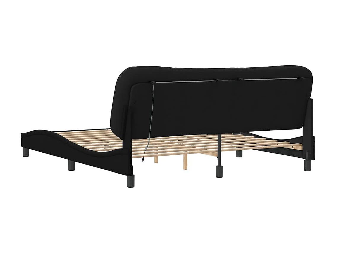 Lit double | Lit adulte | Cadre de lit avec LED noir 180x200 cm tissu