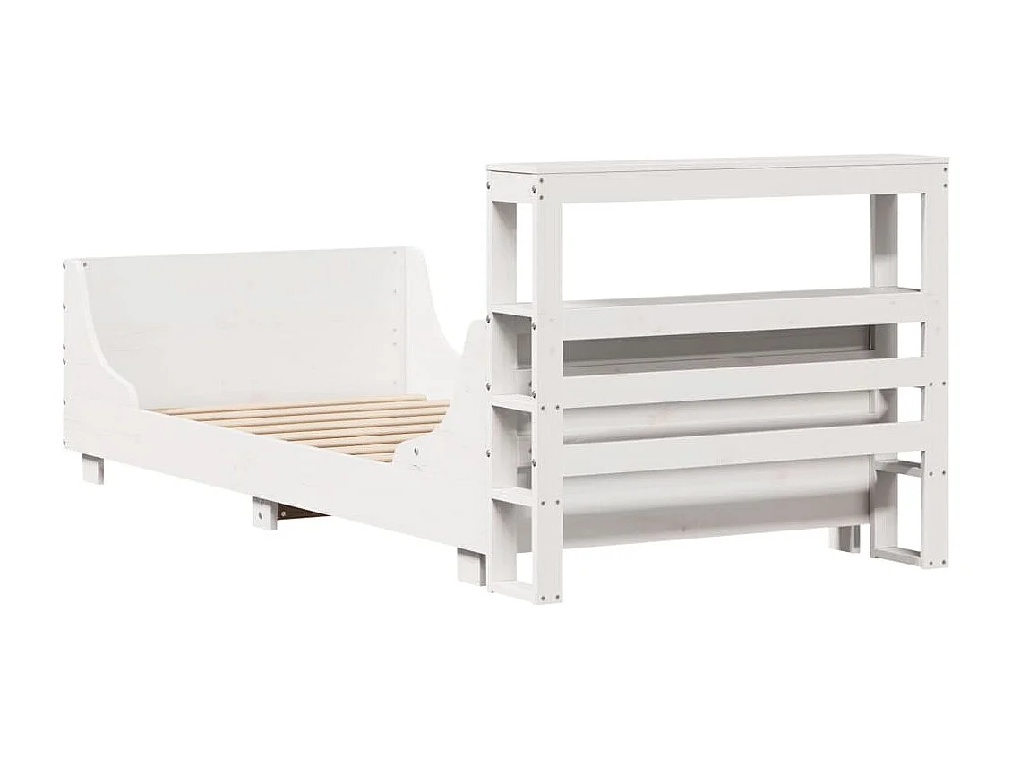 Lit simple | Lit adulte, enfant | Cadre de lit blanc 75x190 cm bois de pin massif