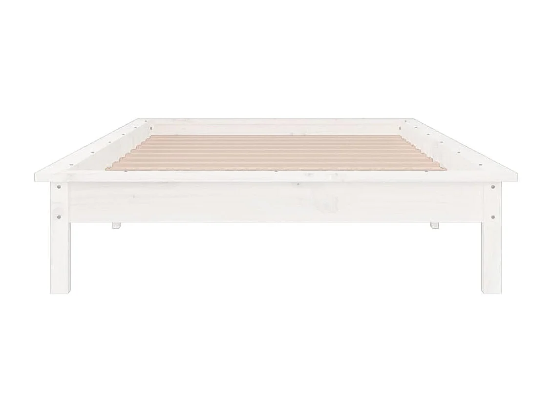 Letto per adulti | Letto singolo | Giroletto con LED Bianco 90x200 cm in Legno Massello