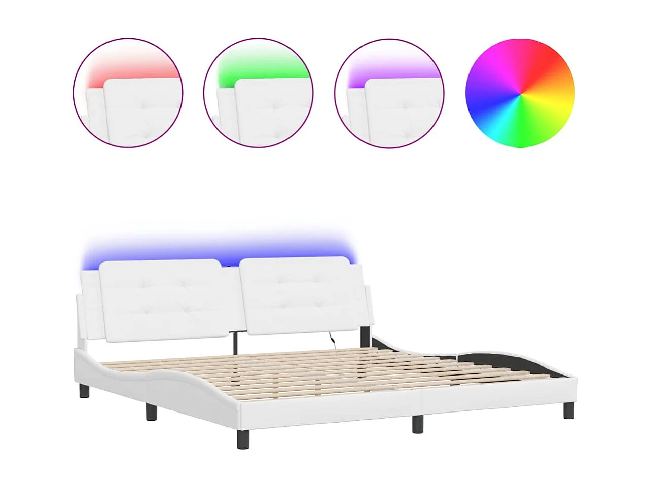 Lit double | Lit adulte | Cadre de lit avec LED blanc 200x200 cm