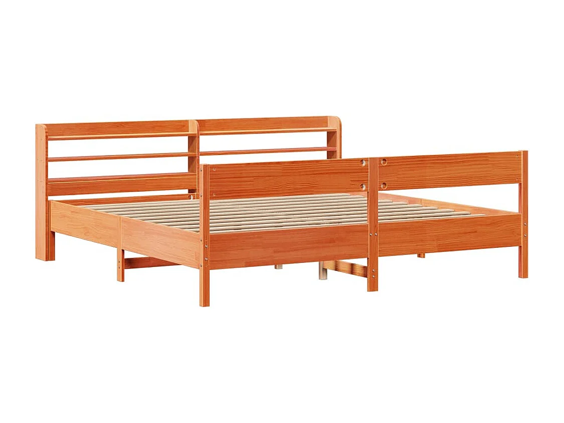 Lit double | Lit adulte | Cadre de lit cire marron 180x200cm bois pin massif