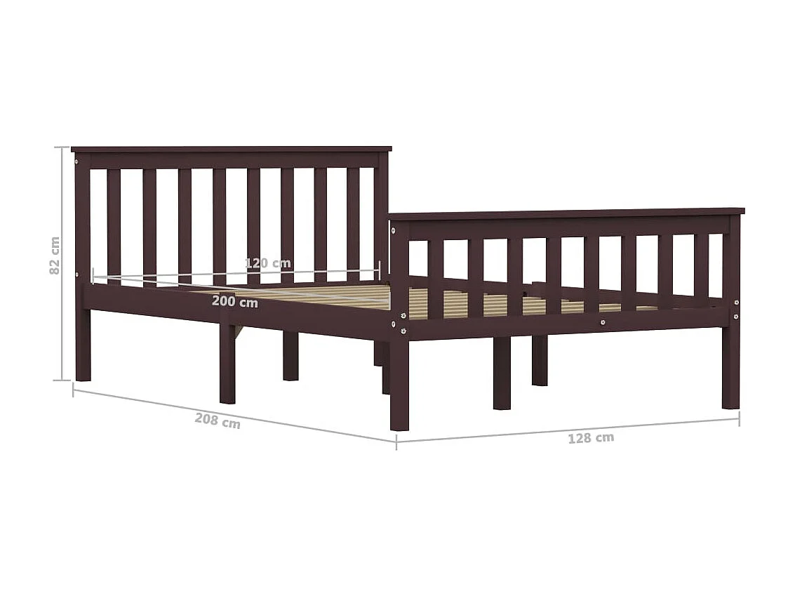 Lit simple | Lit adulte, enfant | Cadre de lit marron foncé pin massif 120x200 cm