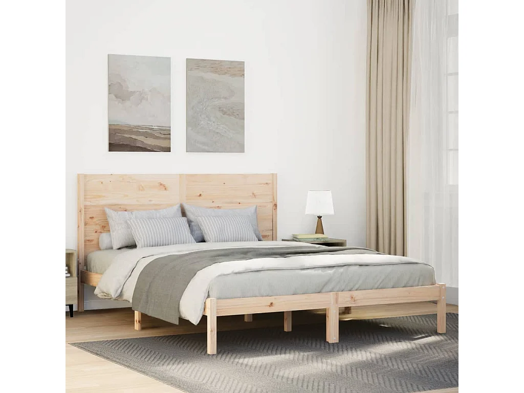Letto per adulti | Letto matrimoniale | Giroletto Extra Lungo senza Materasso 160x210 cm Legno Massello