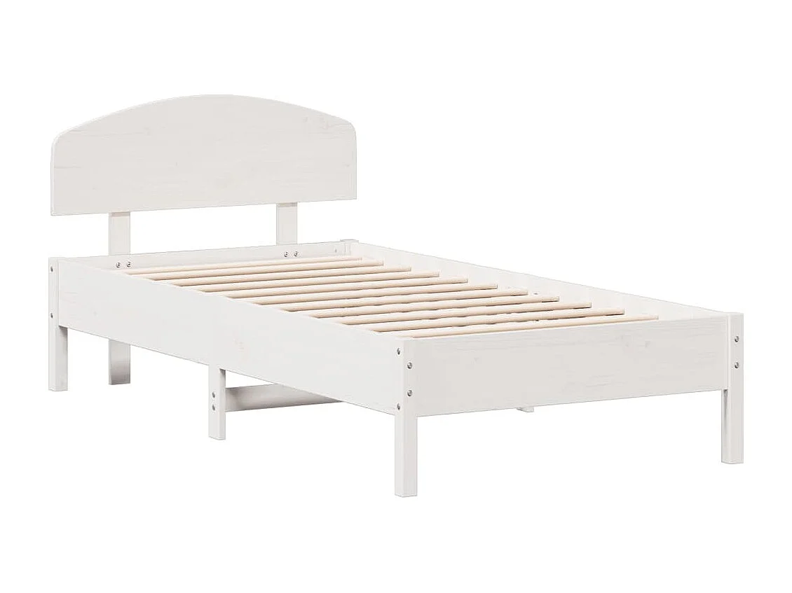 Lit simple | Lit adulte, enfant | Cadre de lit blanc 90x190 cm bois de pin massif