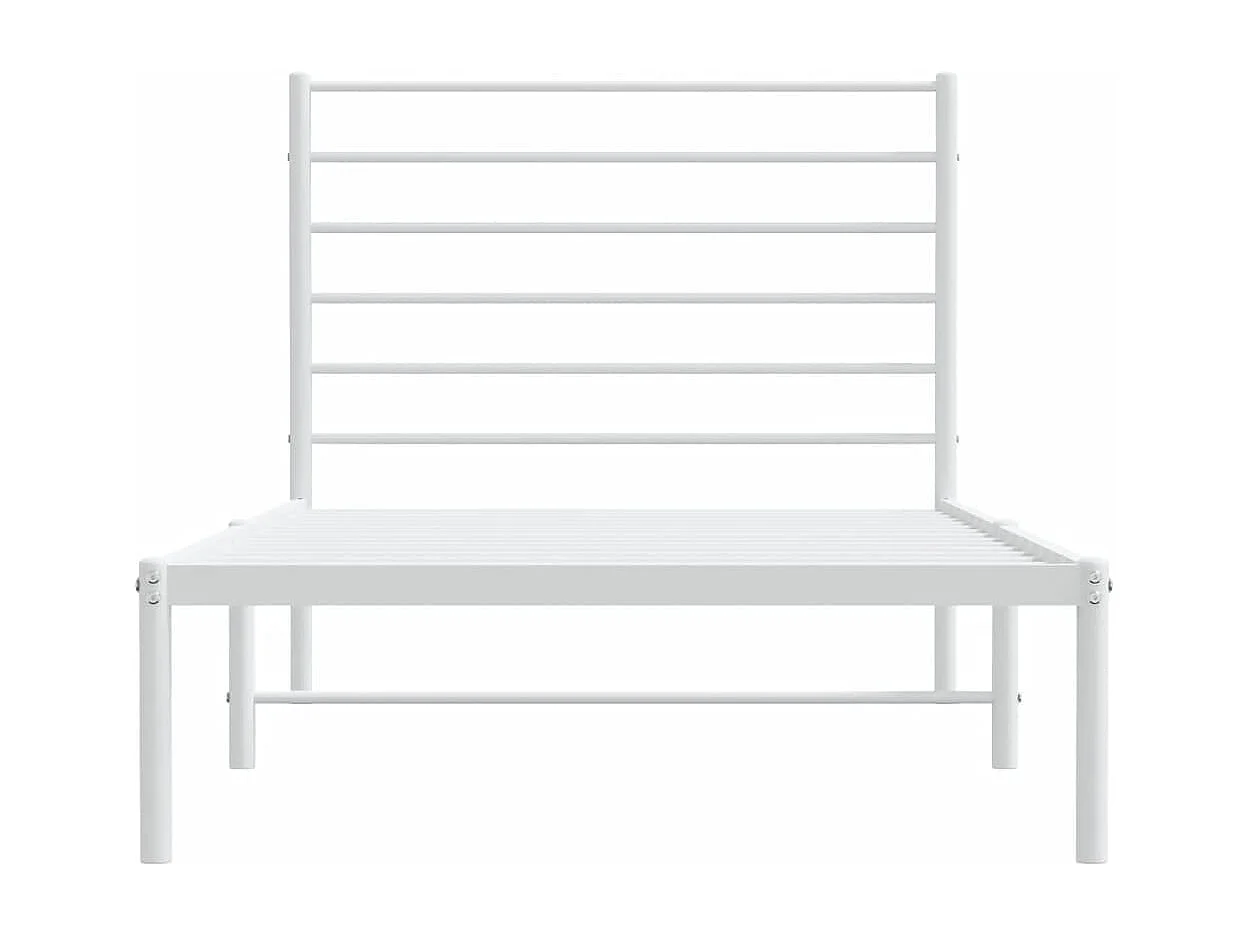 Lit simple | Lit adulte, enfant | Cadre de lit métal avec tête de lit blanc 80x200cm