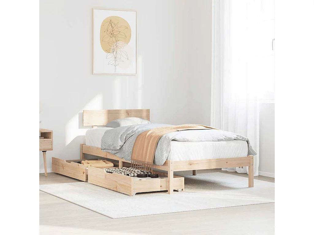 Lit simple | Lit adulte, enfant | Cadre de lit 90x200 cm bois de pin massif