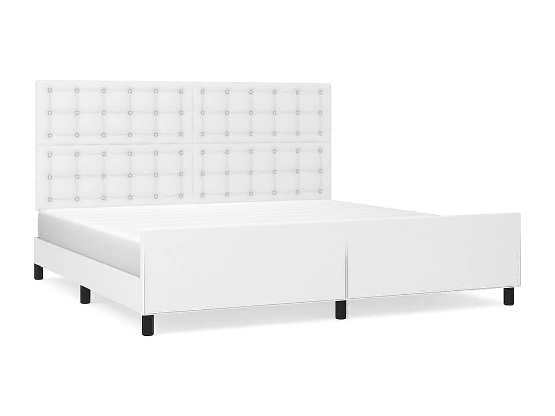 Bedframe | Tweepersoonsbed met hoofdbord kunstleer wit 200x200 cm