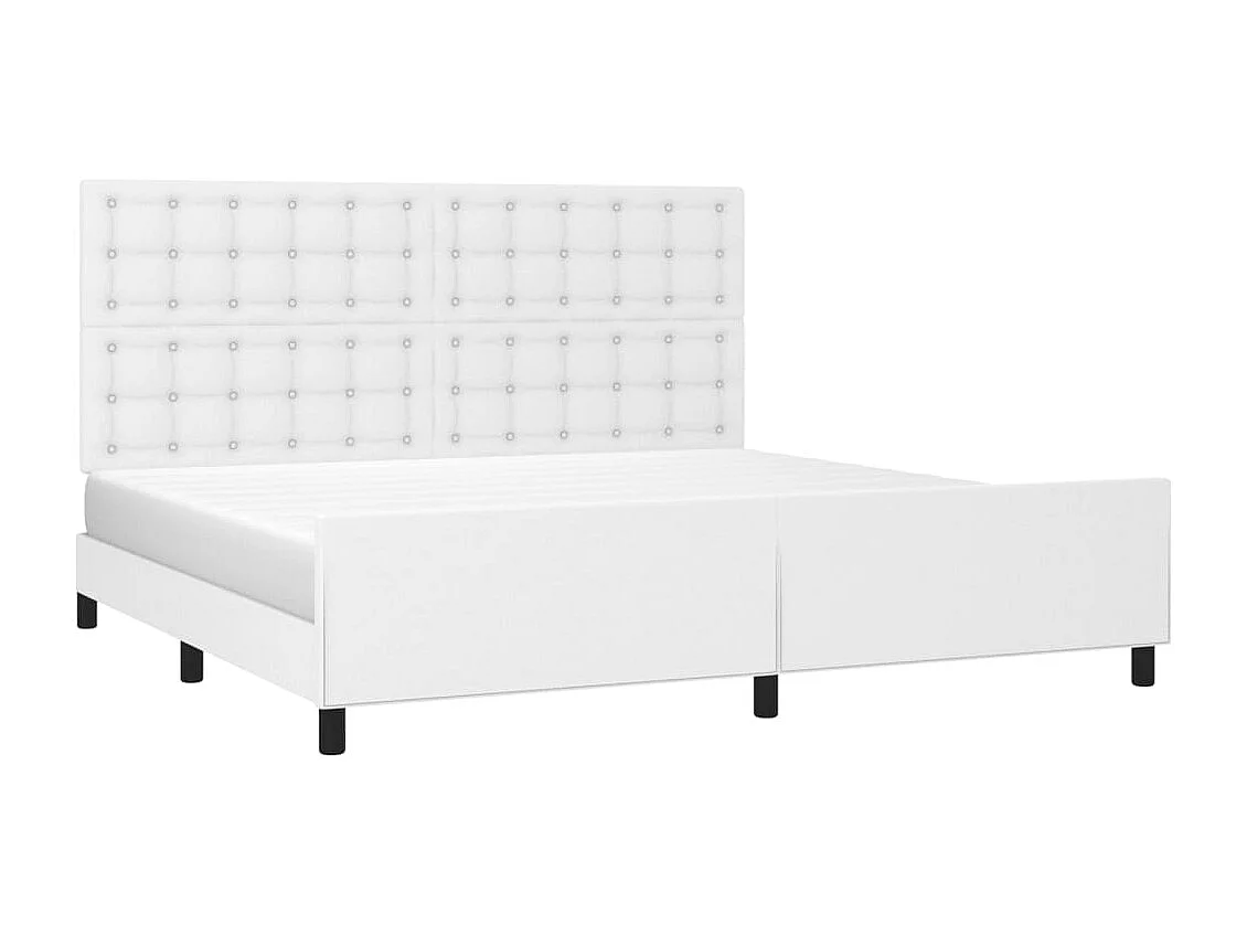 Bedframe | Tweepersoonsbed met hoofdbord kunstleer wit 200x200 cm
