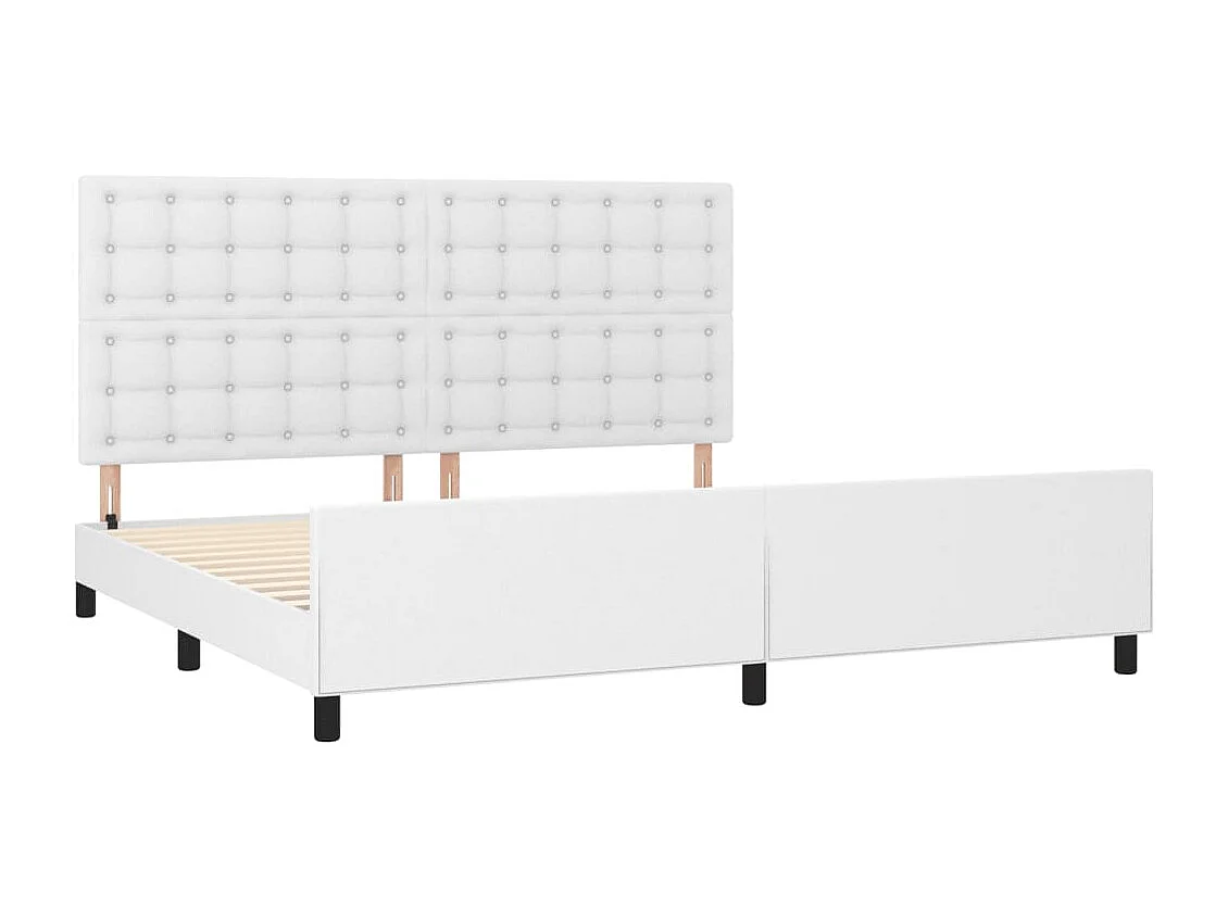 Bedframe | Tweepersoonsbed met hoofdbord kunstleer wit 200x200 cm