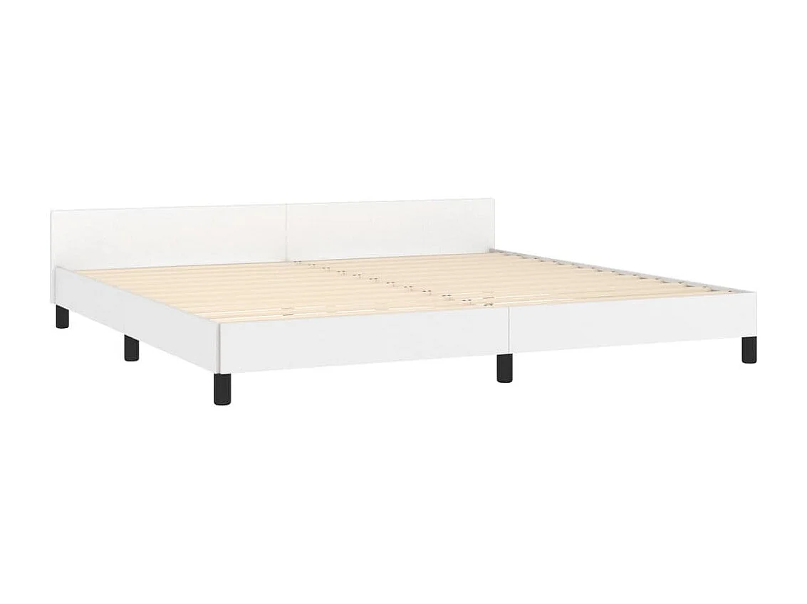 Bedframe | Tweepersoonsbed met hoofdbord kunstleer wit 200x200 cm