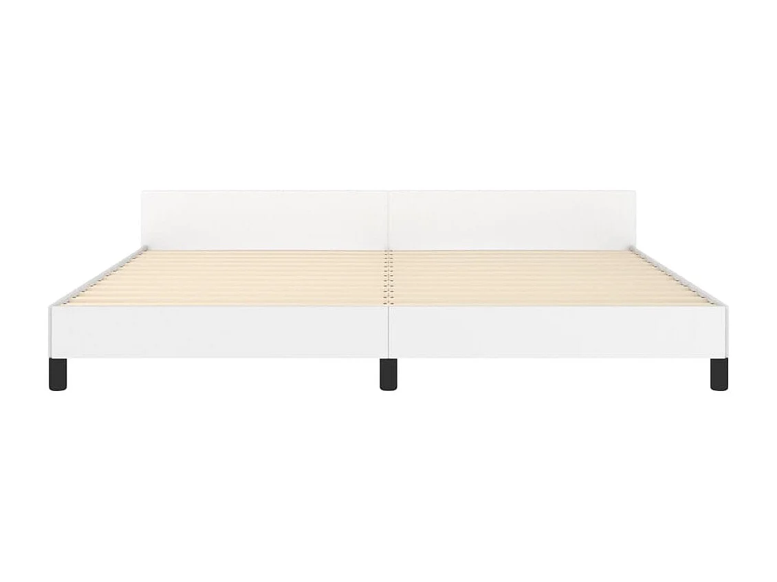 Bedframe | Tweepersoonsbed met hoofdbord kunstleer wit 200x200 cm