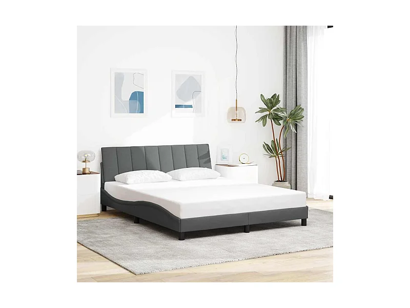 Letto per adulti | Letto matrimoniale | Giroletto senza Materasso Hanko Grigio Scuro 160x200 cm Tessuto