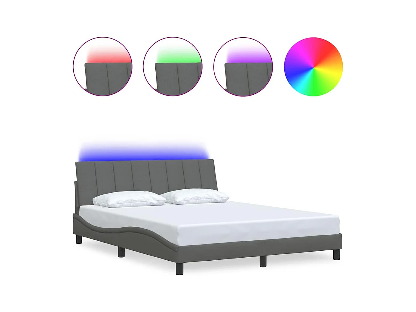 Letto per adulti | Letto matrimoniale | Giroletto senza Materasso Hanko Grigio Scuro 160x200 cm Tessuto