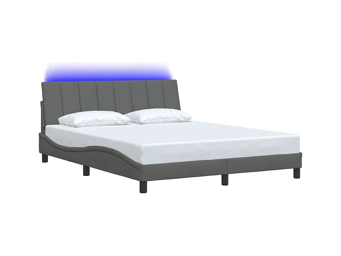 Letto per adulti | Letto matrimoniale | Giroletto senza Materasso Hanko Grigio Scuro 160x200 cm Tessuto
