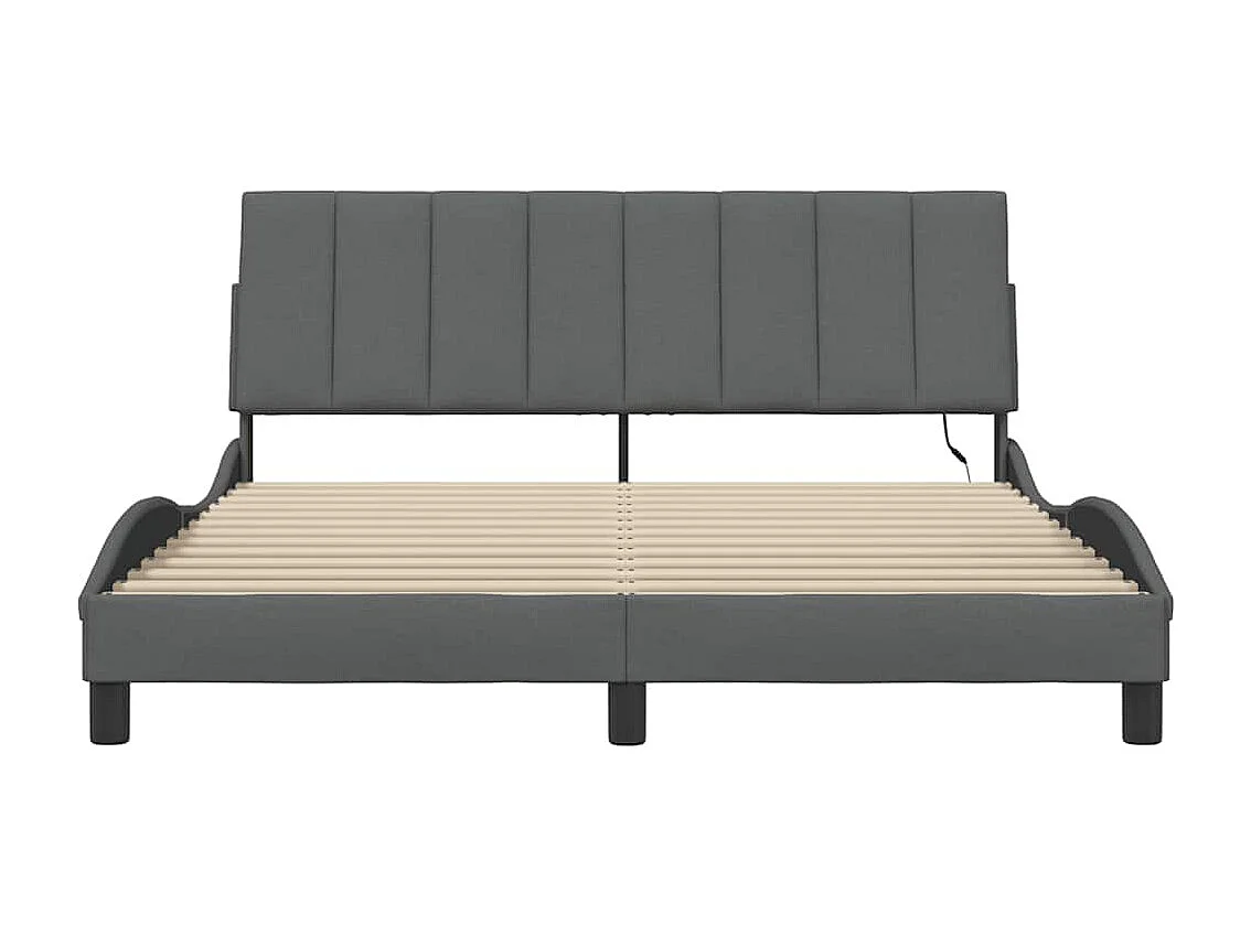 Lit double | Lit adulte | Cadre de lit gris foncé 160x200 cm tissu