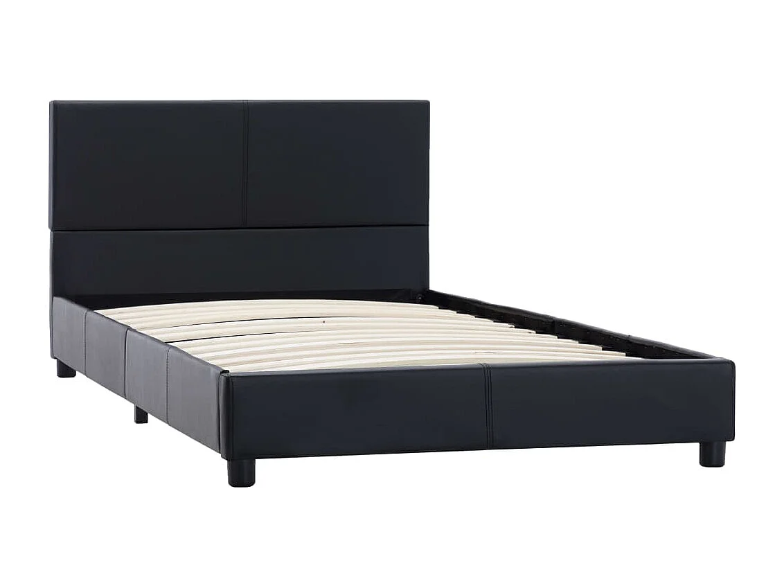 Letto per adulti | Letto singolo | Giroletto Nero in Similpelle 90x200 cm