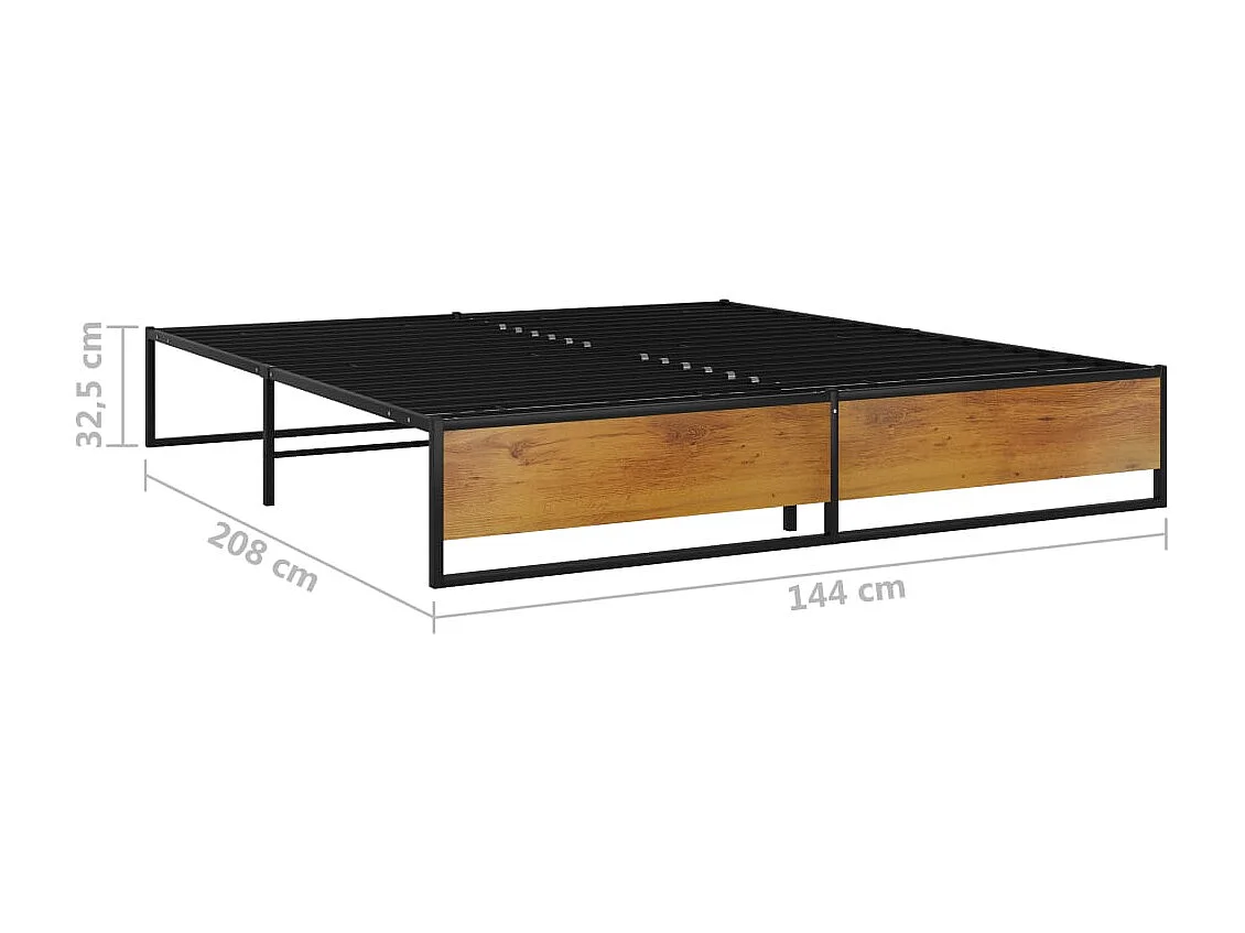 Lit double | Lit adulte | Cadre de lit noir métal 140x200 cm