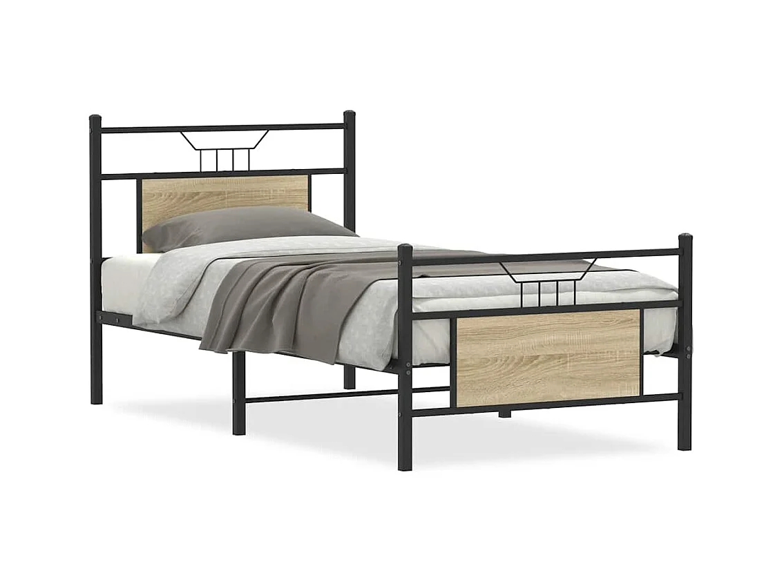 Letto per adulti | Letto singolo | Giroletto senza Materasso Rovere Sonoma 90x200 cm in Truciolato