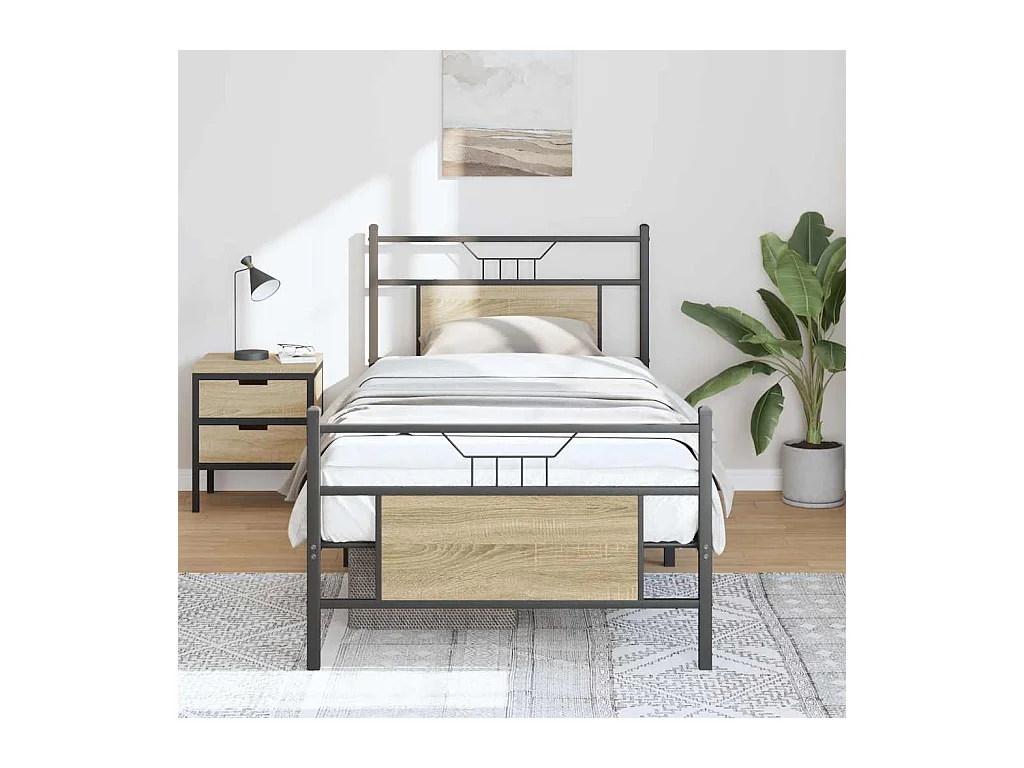 Letto per adulti | Letto singolo | Giroletto senza Materasso Rovere Sonoma 90x200 cm in Truciolato