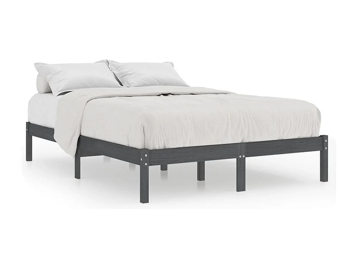 Lit double | Lit adulte | Cadre de lit gris bois massif 200x200 cm