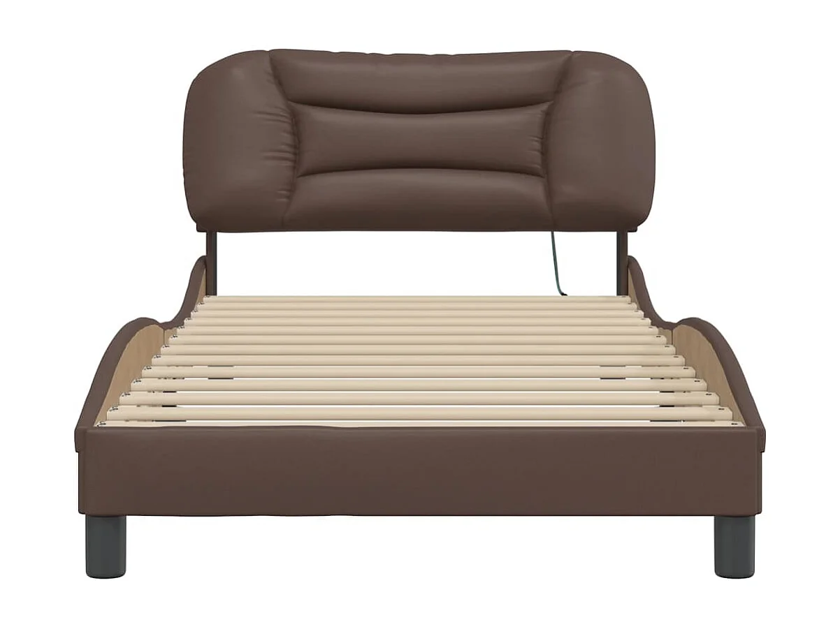 Lit simple | Lit adulte, enfant | Cadre de lit avec LED marron 100x200 cm