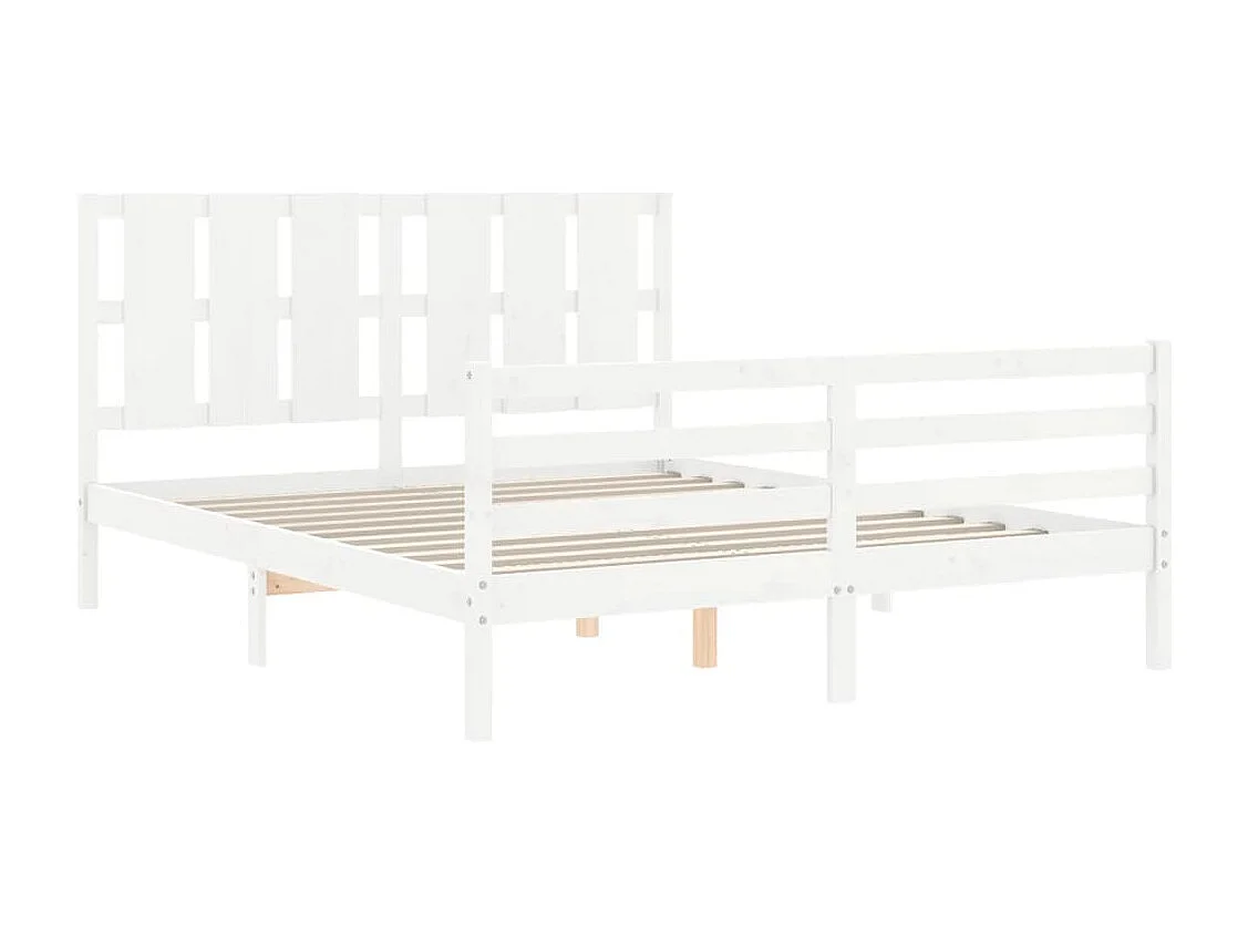 Lit double | Lit adulte | Cadre de lit blanc bois de pin massif 150x200 cm