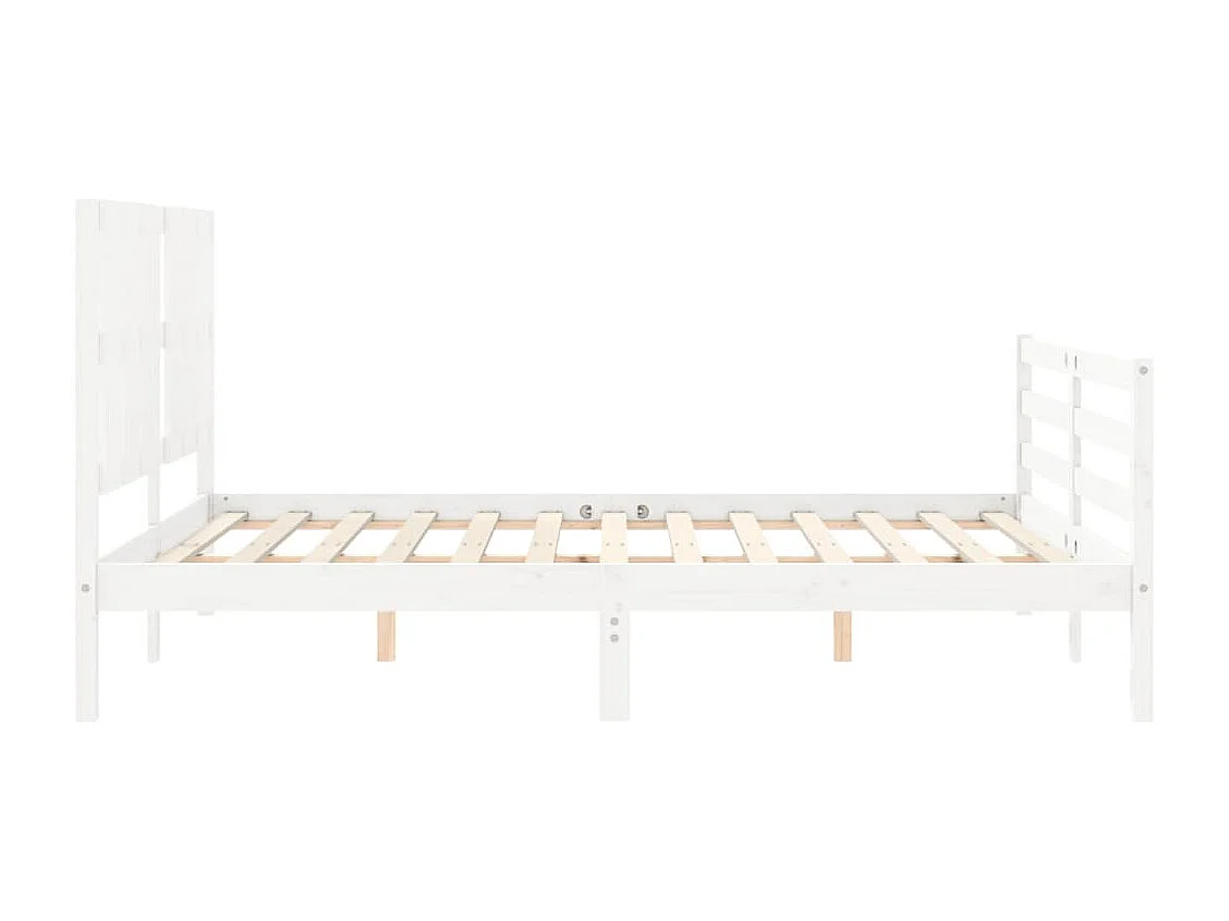 Lit double | Lit adulte | Cadre de lit blanc bois de pin massif 150x200 cm