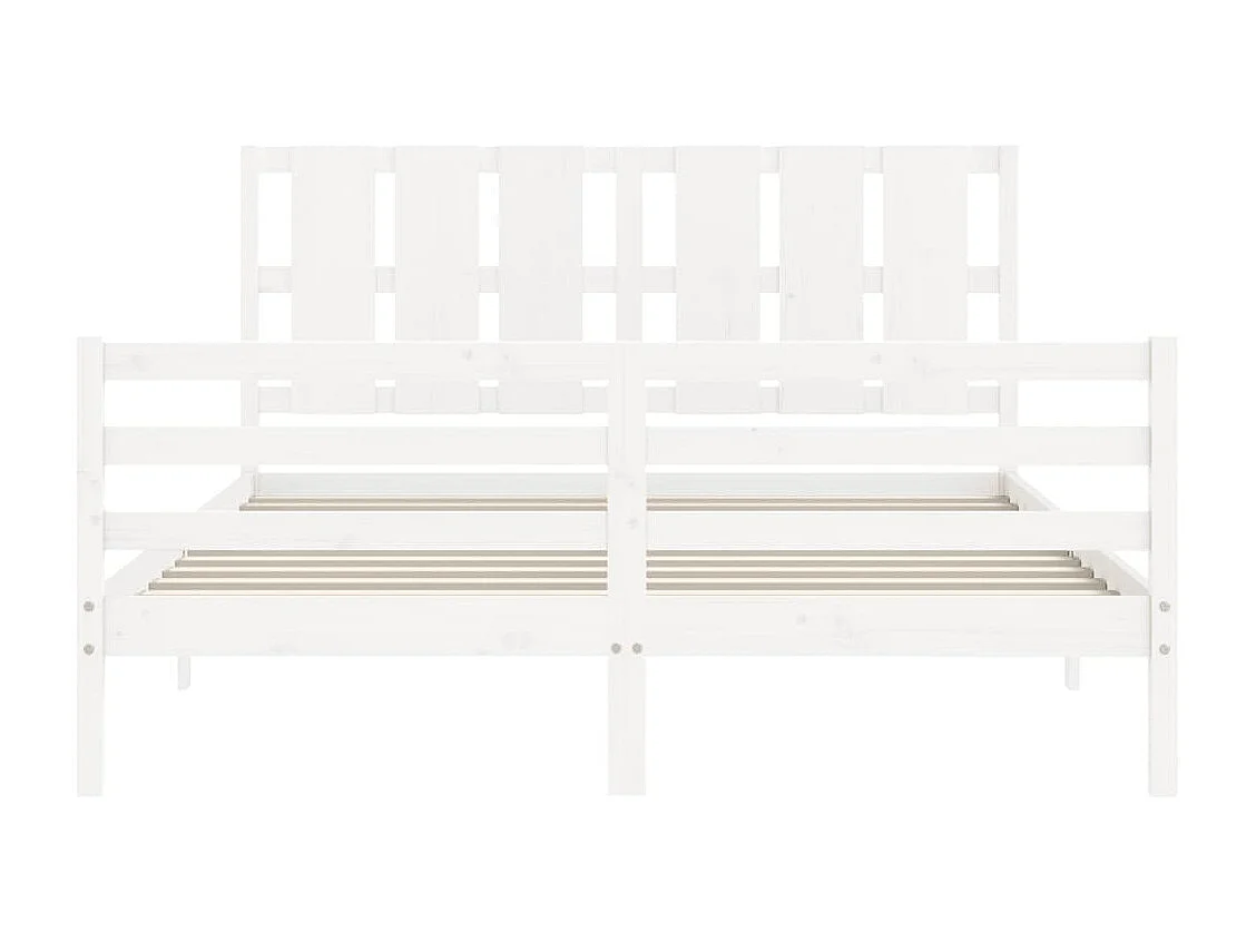 Lit double | Lit adulte | Cadre de lit blanc bois de pin massif 150x200 cm