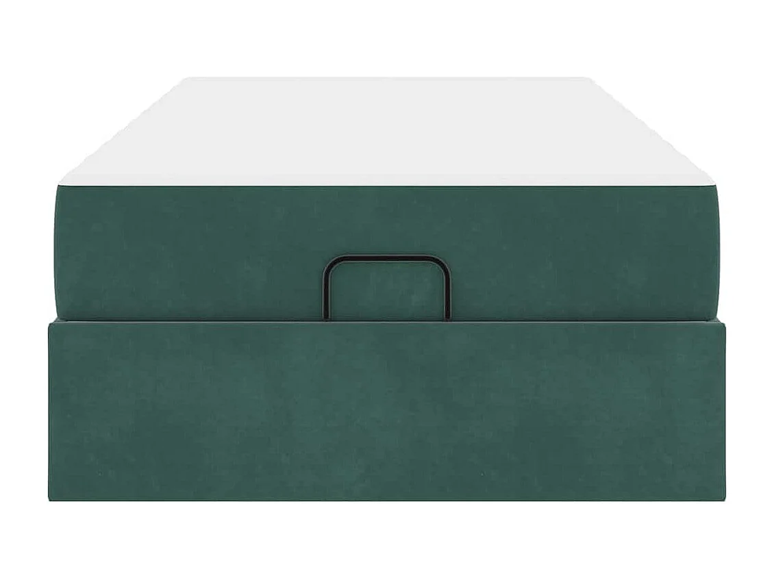 Lit simple | Lit adulte, enfant | Cadre de lit avec matelas Vert foncé 90x200 cm Velours