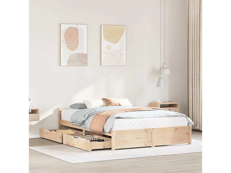 Lit double | Lit adulte | Cadre de lit 140x200 cm bois massif de pin