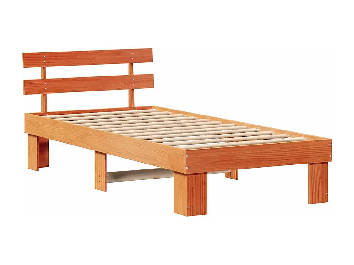 Letto singolo | Giroletto | Struttura del letto Marrone cerato 90x190 cm Pino massello