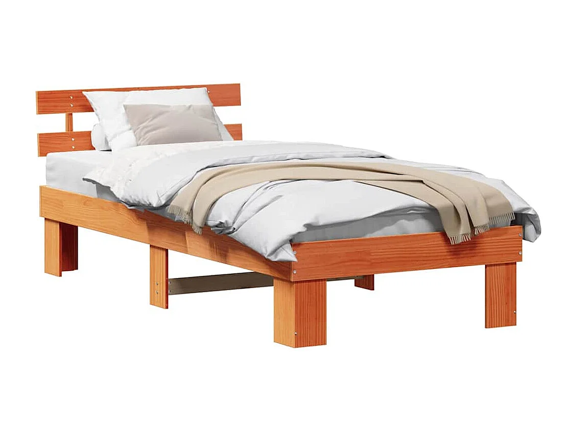 Letto singolo | Giroletto | Struttura del letto Marrone cerato 90x190 cm Pino massello