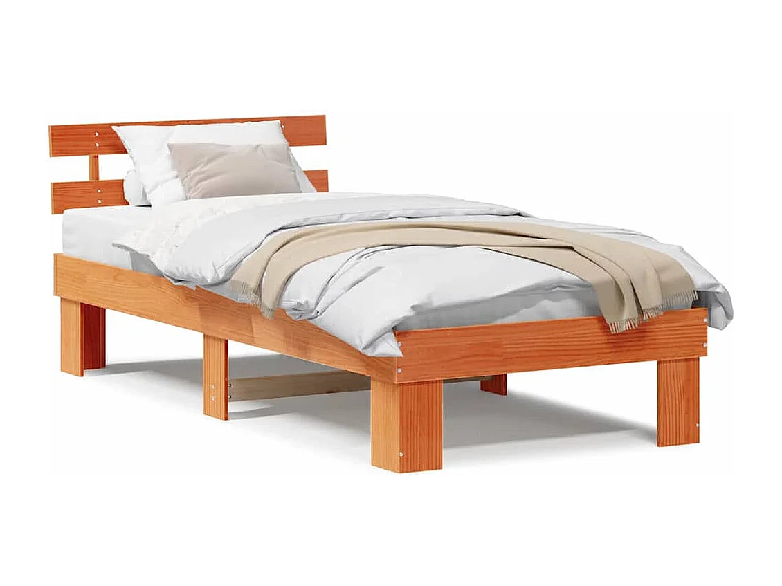 Letto singolo | Giroletto | Struttura del letto Marrone cerato 90x190 cm Pino massello