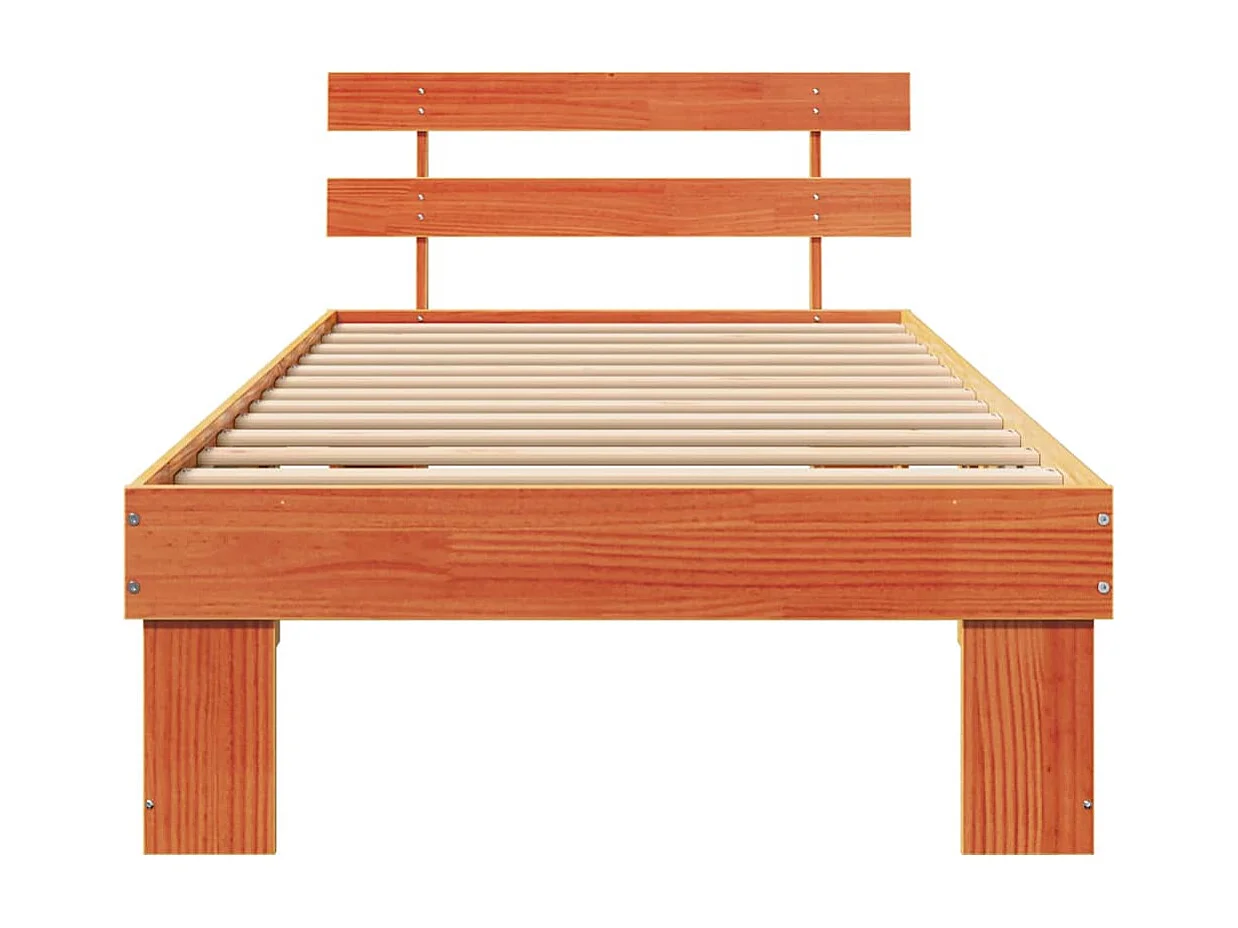 Letto singolo | Giroletto | Struttura del letto Marrone cerato 90x190 cm Pino massello