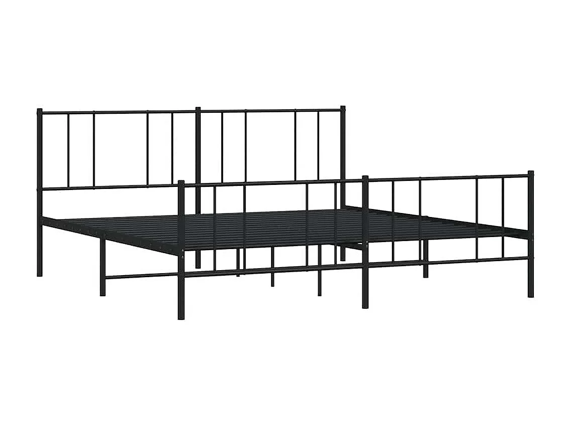 Lit double | Lit adulte | Cadre de lit métal avec pied de lit noir 193x203cm