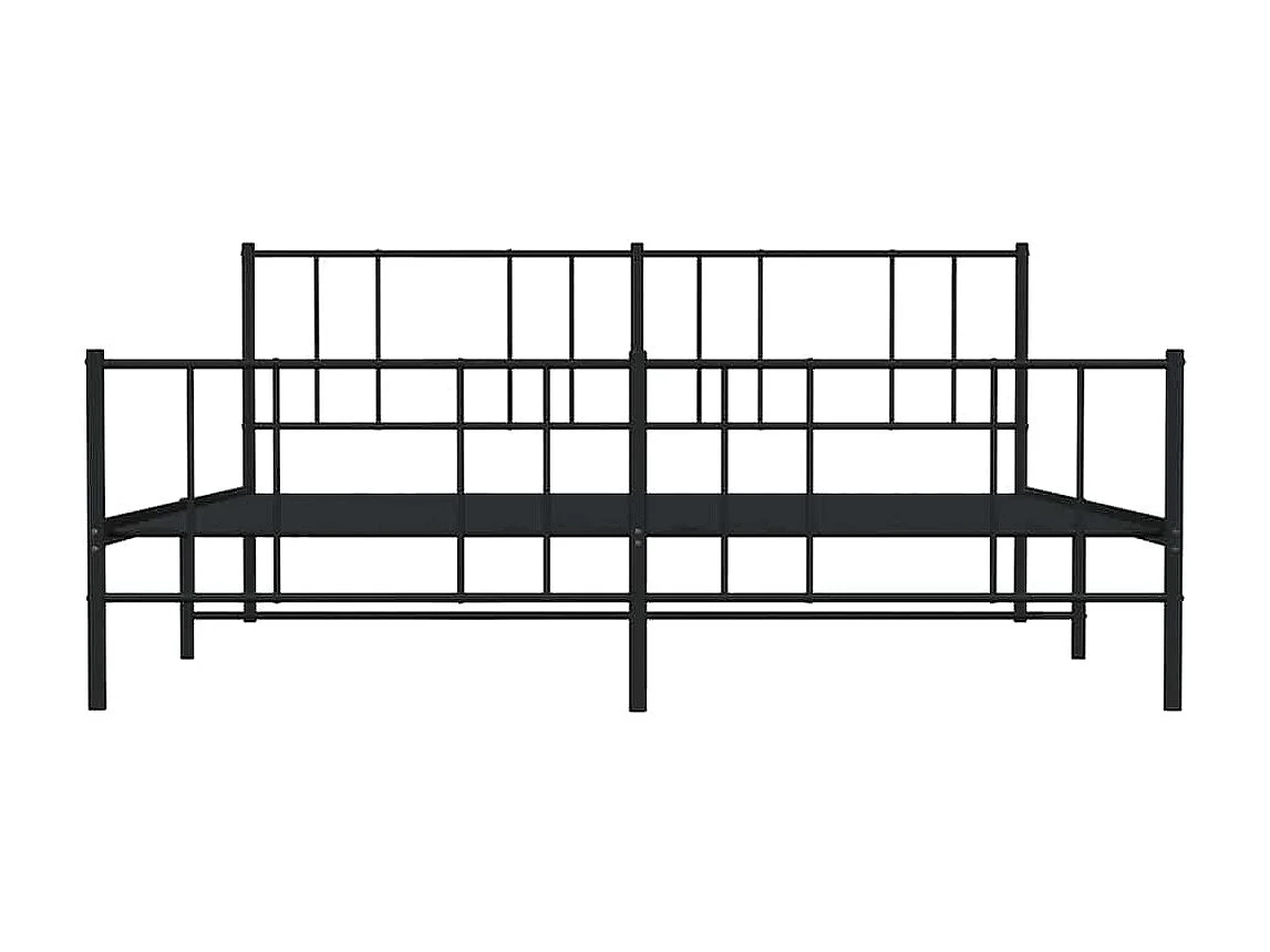 Lit double | Lit adulte | Cadre de lit métal avec pied de lit noir 193x203cm
